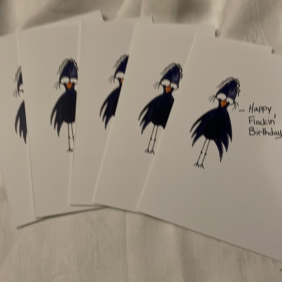 5 Printed Humorous Birthday Art Cards Sad Bird Says Happy Flockin’ Birthday - Picture 3 of 3